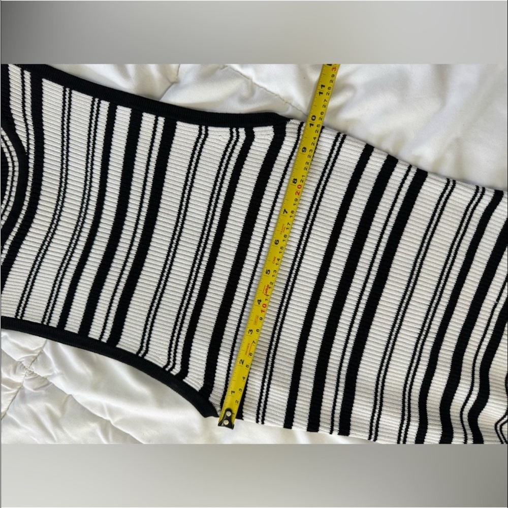 bebe Black White Stripe Mock Neck Bodycon Midi Dress Minimal 90s Chic Small‎ - Picture 13 of 16